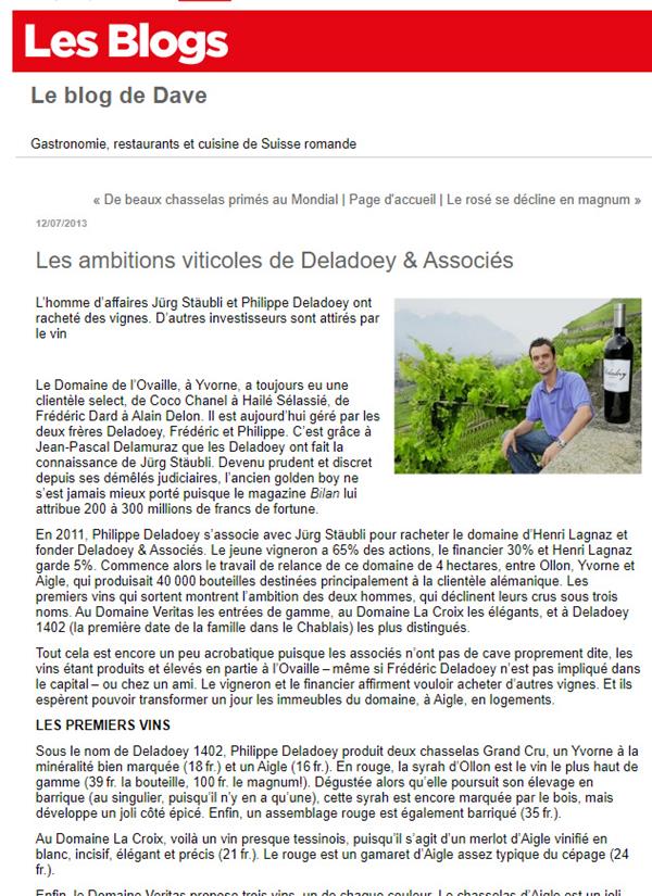 Les ambitions viticoles de Deladoey & Associés